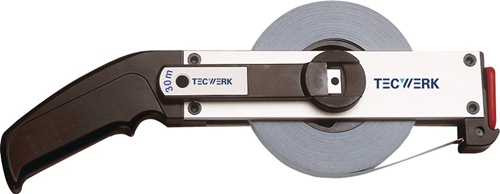 TECWERK Rahmenbandmaß L.30m Bandbr.13mm Acm EG II Alu.weiß Stahlmaßband 