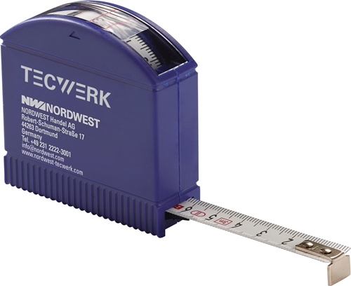 TECWERK Taschenrollbandmaß L.3m B.13mm mm/cm EG II Ku.Sichtfenster 