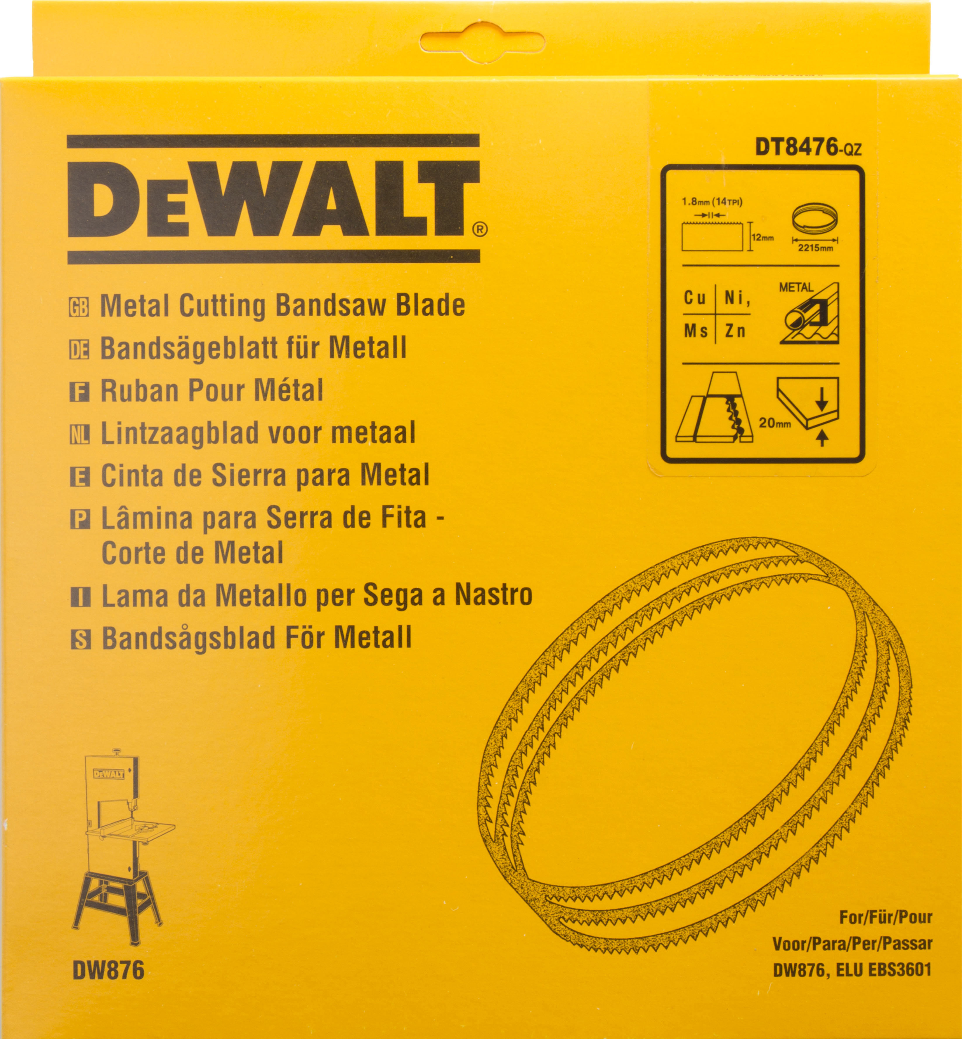 DEWALT DT8476-QZ Bandsägebl 2215x12x0,6 mm 1,8 mm