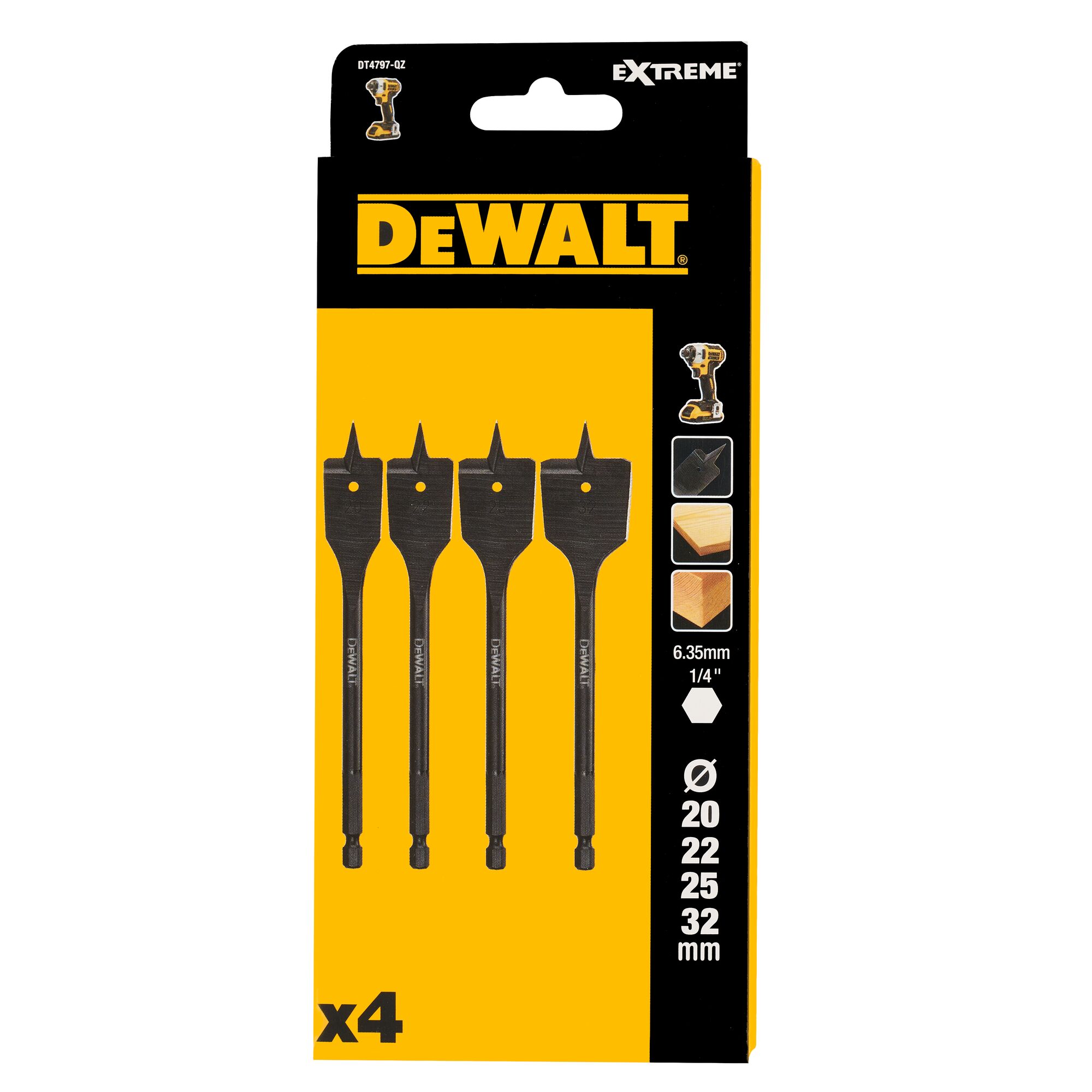 DEWALT DT4797-QZ Holz-Fräsbohrer-Set 4-tlg.