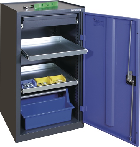TECWERK Werkzeug-/Beistellschrank H1000xB500xT500mm 1Schubl.,2Bd.anthrazit/blau  TECWERK Werkzeug-/Beistellschrank H1000xB500xT500mm 1Schubl.,2Bd.anthrazit/blau