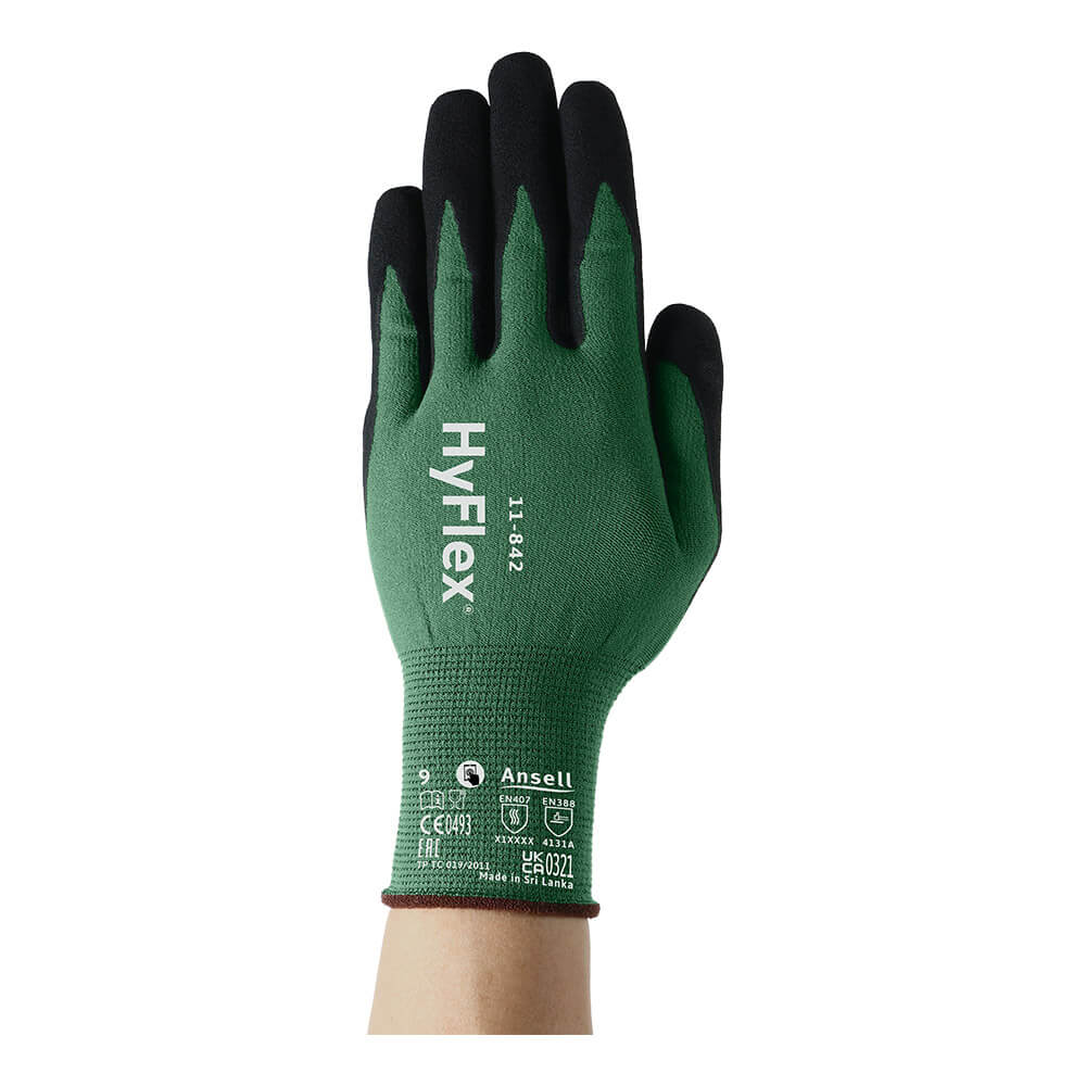 ANSELL Touchscreenfähiger Schutzhandschuh HYFLEX grün/schwarz (11-842)