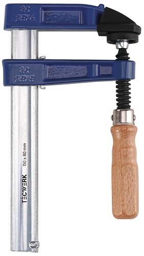 TECWERK Temperguss-Schraubzwinge Spann-W.150mm A.80mm Holzgr.25x6mm 