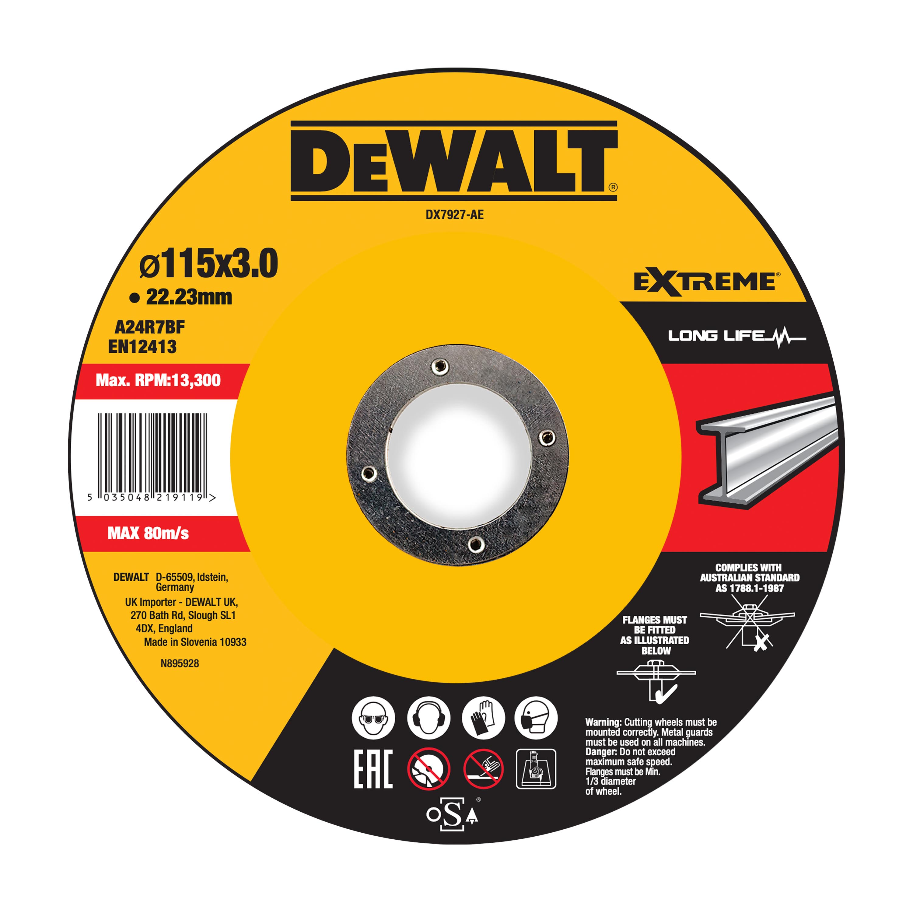 DEWALT DX7927-AE Trennscheibe 115x3x22,23 mm Metall