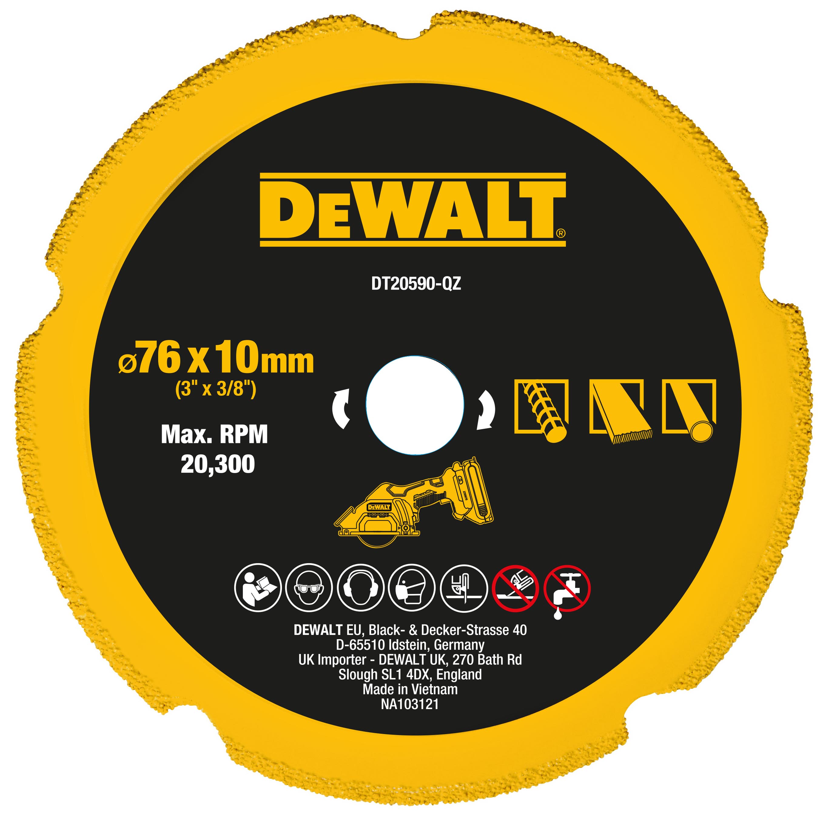 DEWALT DT20590-QZ Diamanttrennscheibe Multimaterial 76 mm