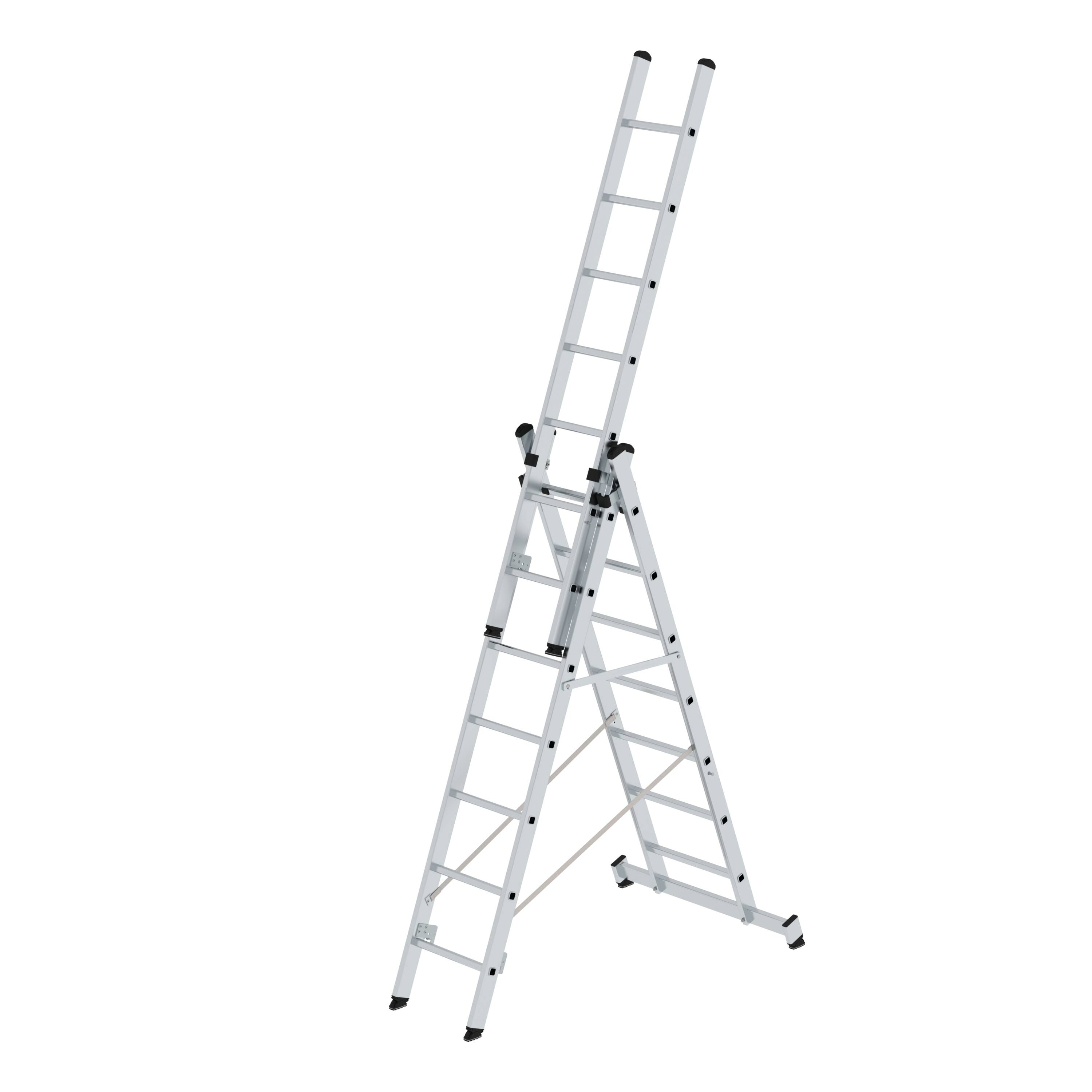 MUNK Mehrzweckleiter 3-teilig mit nivello®-Traverse 3x13 Sprossen MUNK Mehrzweckleiter 3-teilig mit nivello®-Traverse 3x13 Sprossen