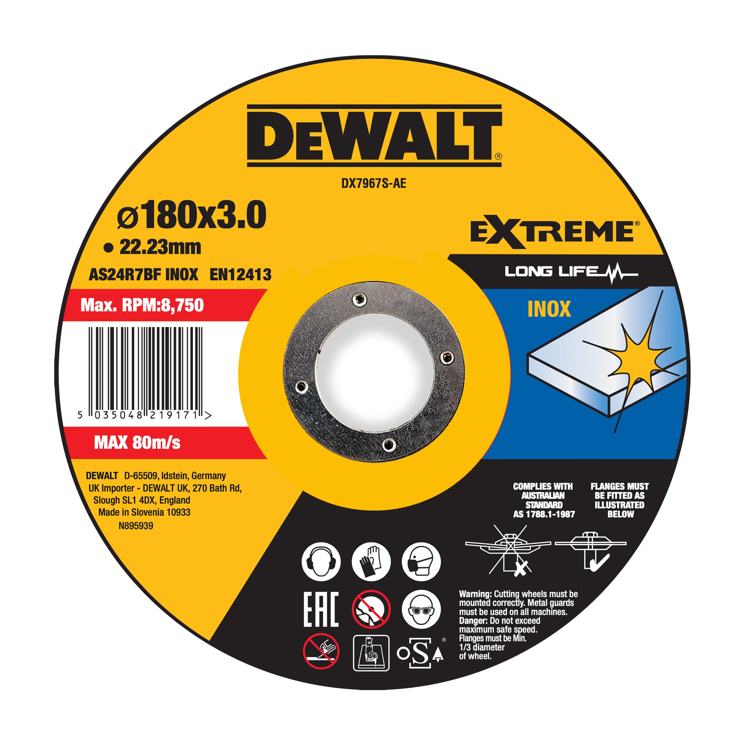 DEWALT DX7967S-AE Trennscheibe 180x3x22,23 mm Inox