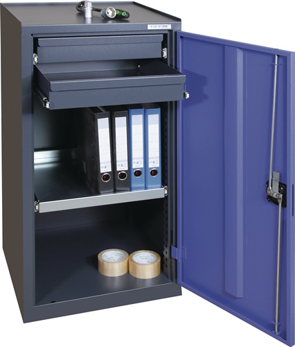 TECWERK Werkzeug-/Beistellschrank H1000xB500xT500mm 2Schubl.,1Bd.anthrazit/blau  TECWERK Werkzeug-/Beistellschrank H1000xB500xT500mm 2Schubl.,1Bd.anthrazit/blau