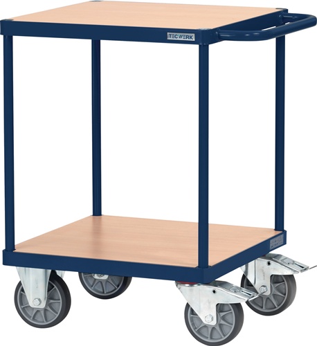 TECWERK Tischwagen 2 Ladeflächen L600xB600mm saphirblau Trgf.500kg 