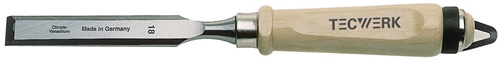 TECWERK Stechbeitel Schneiden-B.4mm m.Zwinge Weißbuchenh.Ulmer Form CV-Stahl 