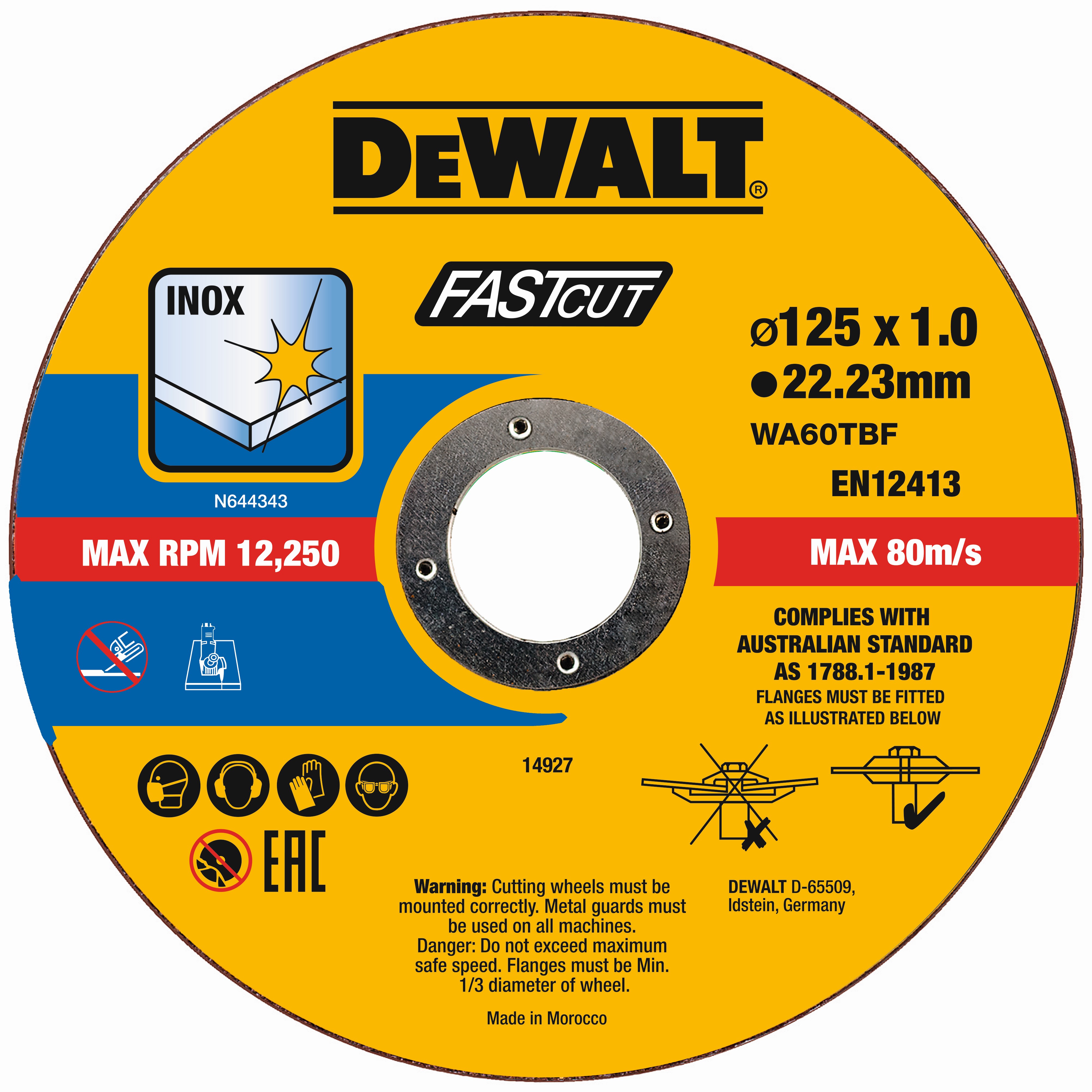 DEWALT DT20540-QZ Trennscheibe 125x1x22,23 mm Inox DEWALT DT20540-QZ Trennscheibe 125x1x22,23 mm Inox