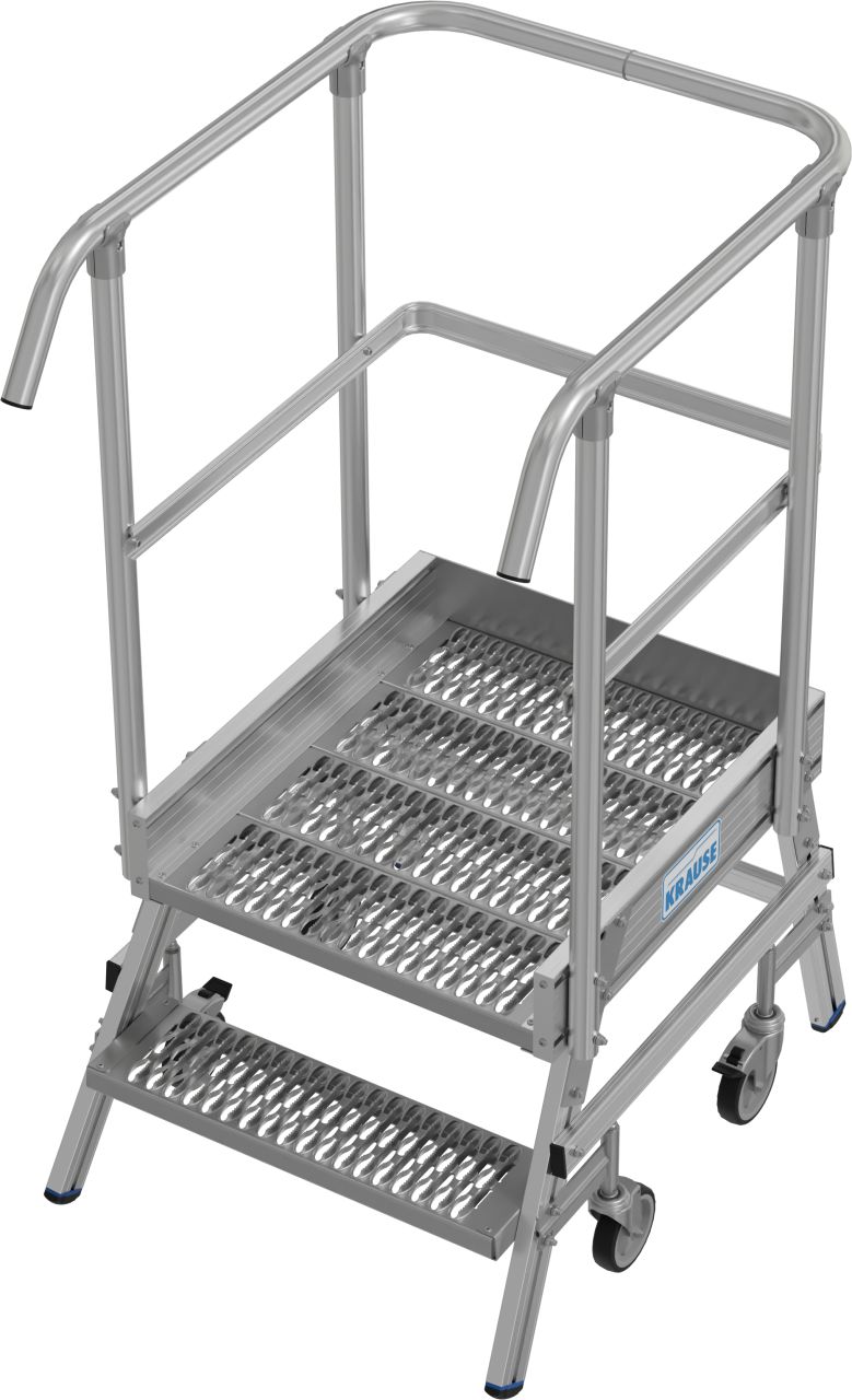 Krause STABILO Podestleiter fahrbar einseitig begehbar Profilrost R13 Stufen Krause STABILO Podestleiter fahrbar einseitig begehbar Profilrost R13 Stufen
