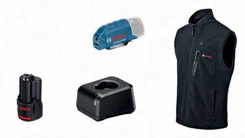 Bosch Weste GHV 12+18V XA Akku-Spannung 12V Gr.S schwarz m.Akku/Ladegerät 