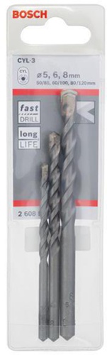 Bosch Betonbohrer-Set Silver Percussion CYL-3 3tlg. D.5-8mm Arbeits-L.50mm L.85mm