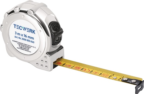 TECWERK Taschenrollbandmaß L.3m B.16mm mm/cm EG II Ku.CR 