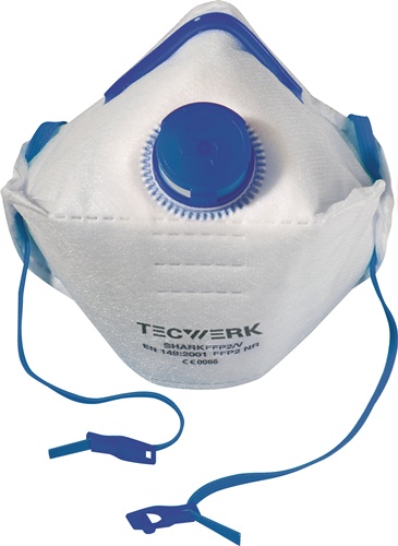 TECWERK Atemschutzmaske Shark FFP2/V D NR m.Ausatemventil,faltbar 12 St./KT 