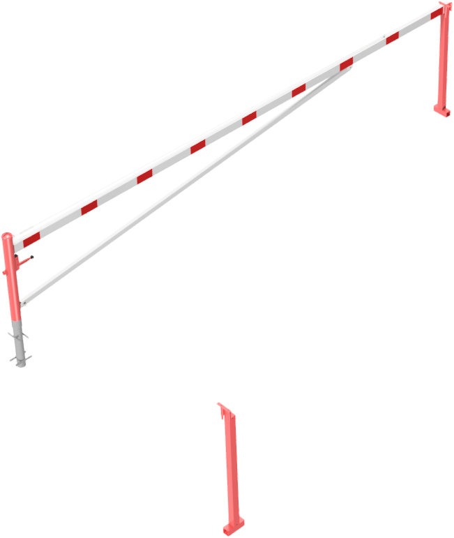 SCHAKE Drehschranke mit Auflagepfosten und Seilzugverstärkung zum Einbetonieren