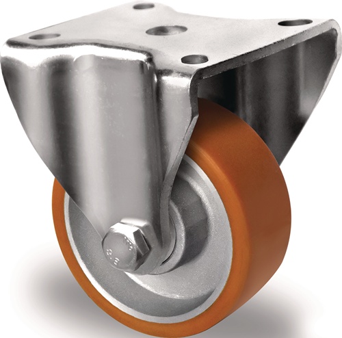 TECWERK Bockrolle D.80mm Trgf.180kg PU Platte L100xB88mm Farbe Rl.braun 
