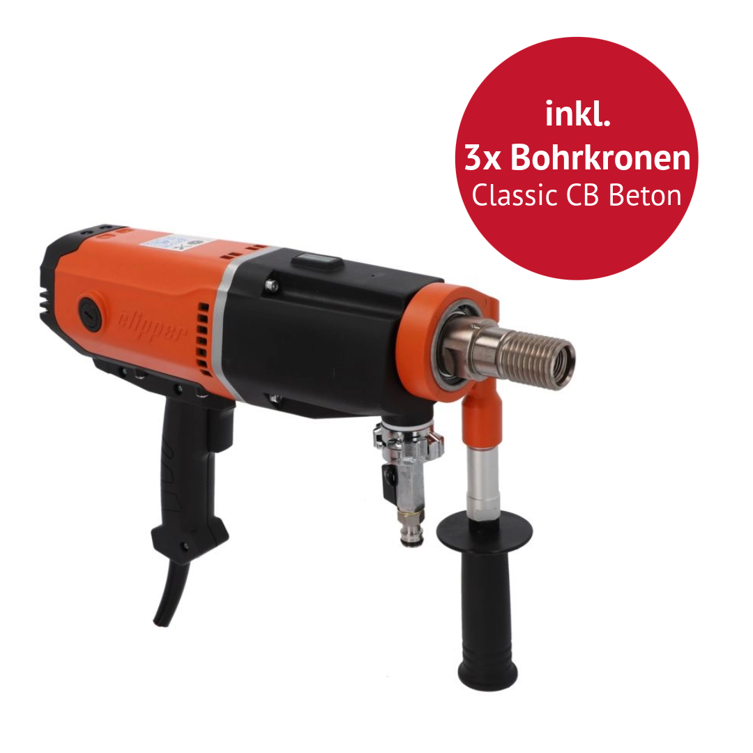 TOP DEAL - Norton Clipper Kernbohrmotor CDM 204 inkl 3x gratis Bohrkronen Classic CB Beton (81, 101, 131 mm)
