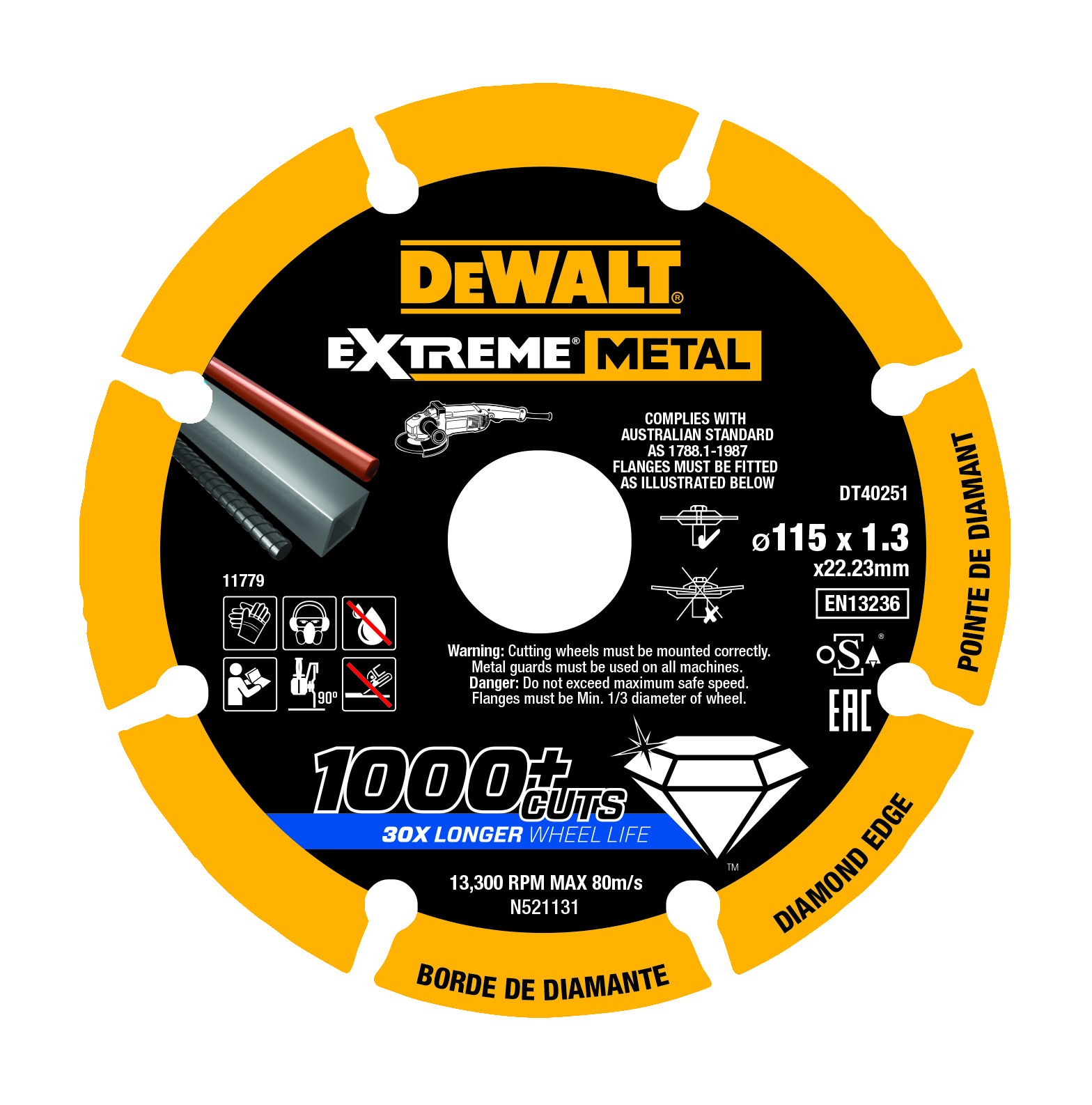 DEWALT DT40251-QZ Diamanttrennscheibe 115x1.3 mm