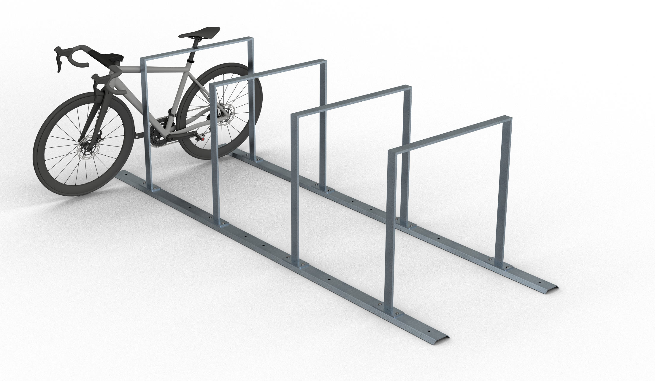 SCHAKE Fahrradanlehnbügel Reihenanlage Stahlrohr 50 x 12 mm - 4 Einstellplätze