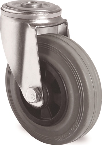 TECWERK Lenkrolle D.80mm Trgf.70kg Rückenloch PP Rollenlager VG grau 