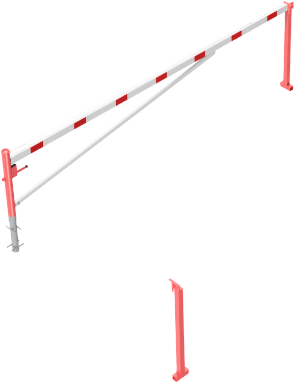 SCHAKE Drehschranke mit Auflagepfosten und Seilzugverstärkung zum Einbetonieren