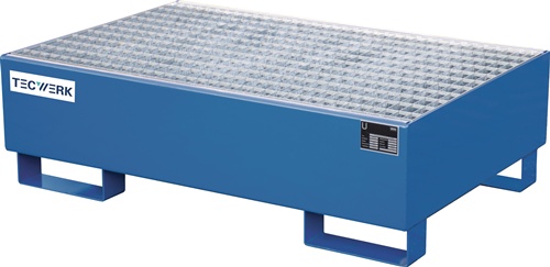 TECWERK Auffangwanne 215l L1200xB800xH360mm Stahlbl.m.Gitterrost blau 