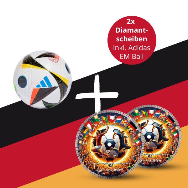 NORTON CLIPPER SET LASER TURBO UNIVERSAL DIAMANTSCHEIBE Ø350 MM INKL. ADIDAS EM-BALL 2024 NORTON CLIPPER SET LASER TURBO UNIVERSAL DIAMANTSCHEIBE Ø350 MM INKL. ADIDAS EM-BALL 2024