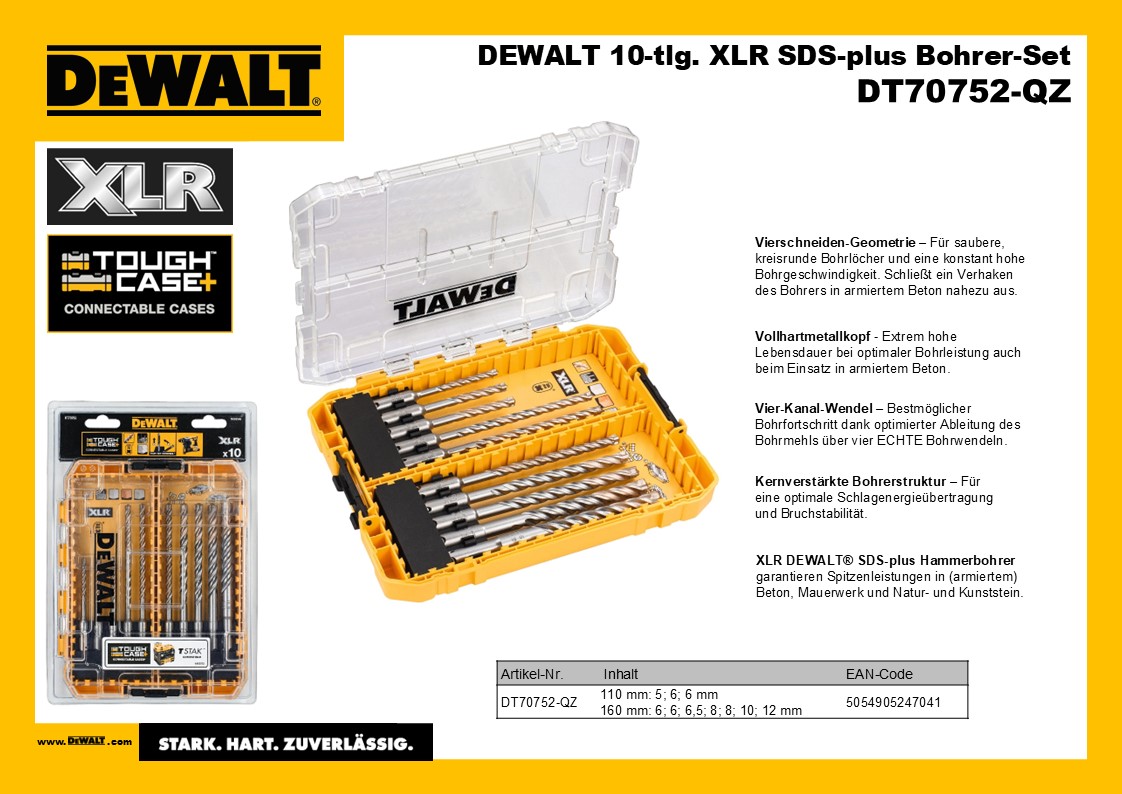 DEWALT DT70752-QZ 10tlg. Midisafe SDS-plus ToughCase+