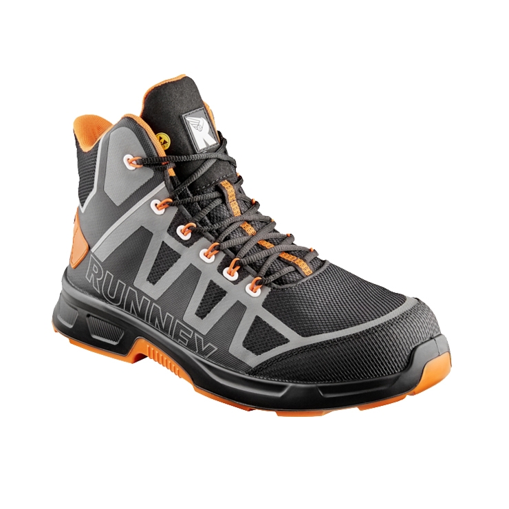 TOP DEAL - RUNNEX S3S-ESD Sicherheitsschnürstiefel ActionStar schwarz/grau/orange - Gr. 42
