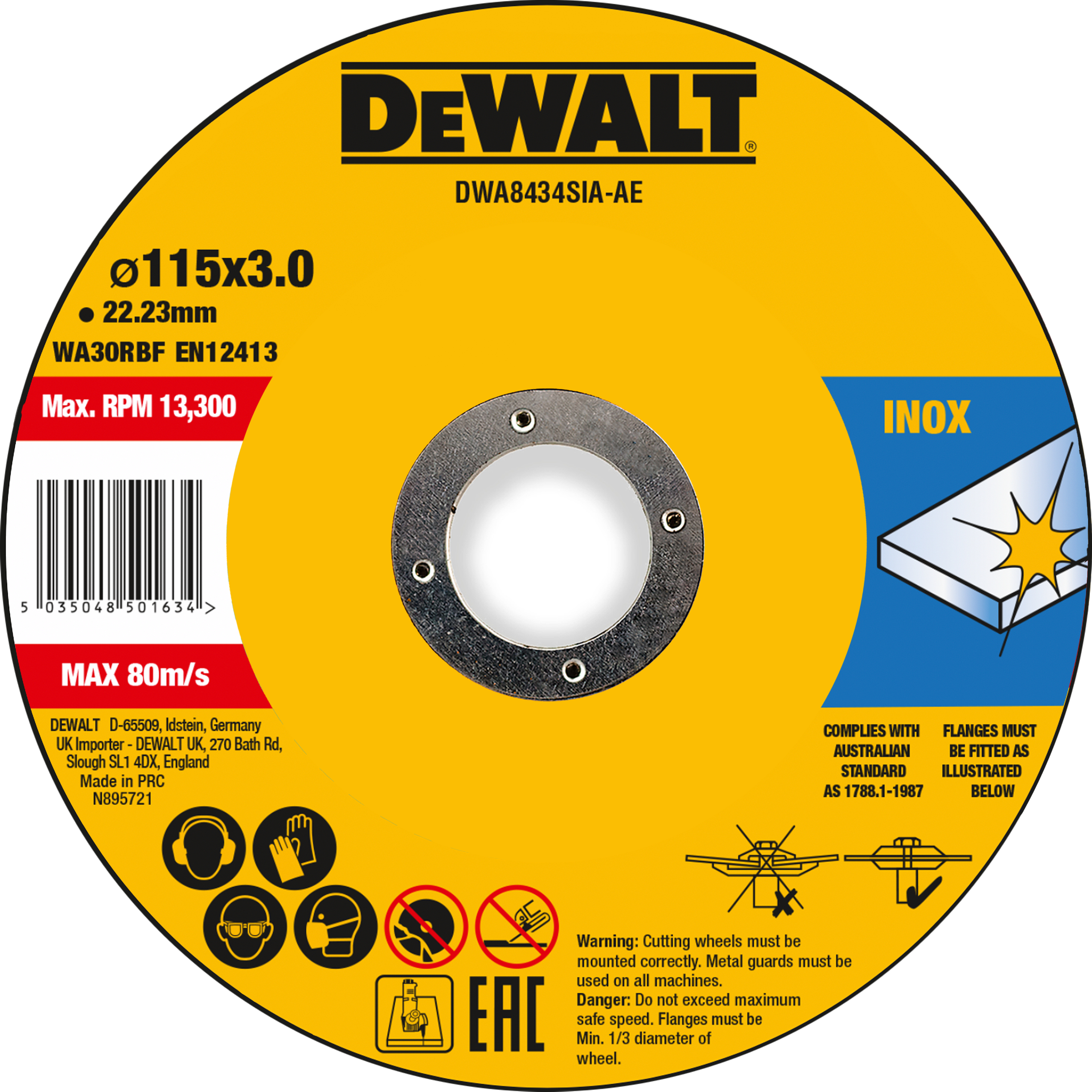 DEWALT DWA8434SIA-AE Trennscheibe 115x3x22,23 mm Inox