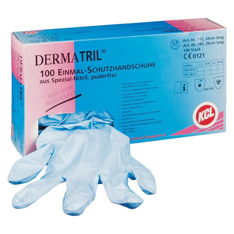 KCL Einmal-Chemikalienschutzhandschuh DERMATRIL blau (740) KCL Einmal-Chemikalienschutzhandschuh DERMATRIL blau (740)