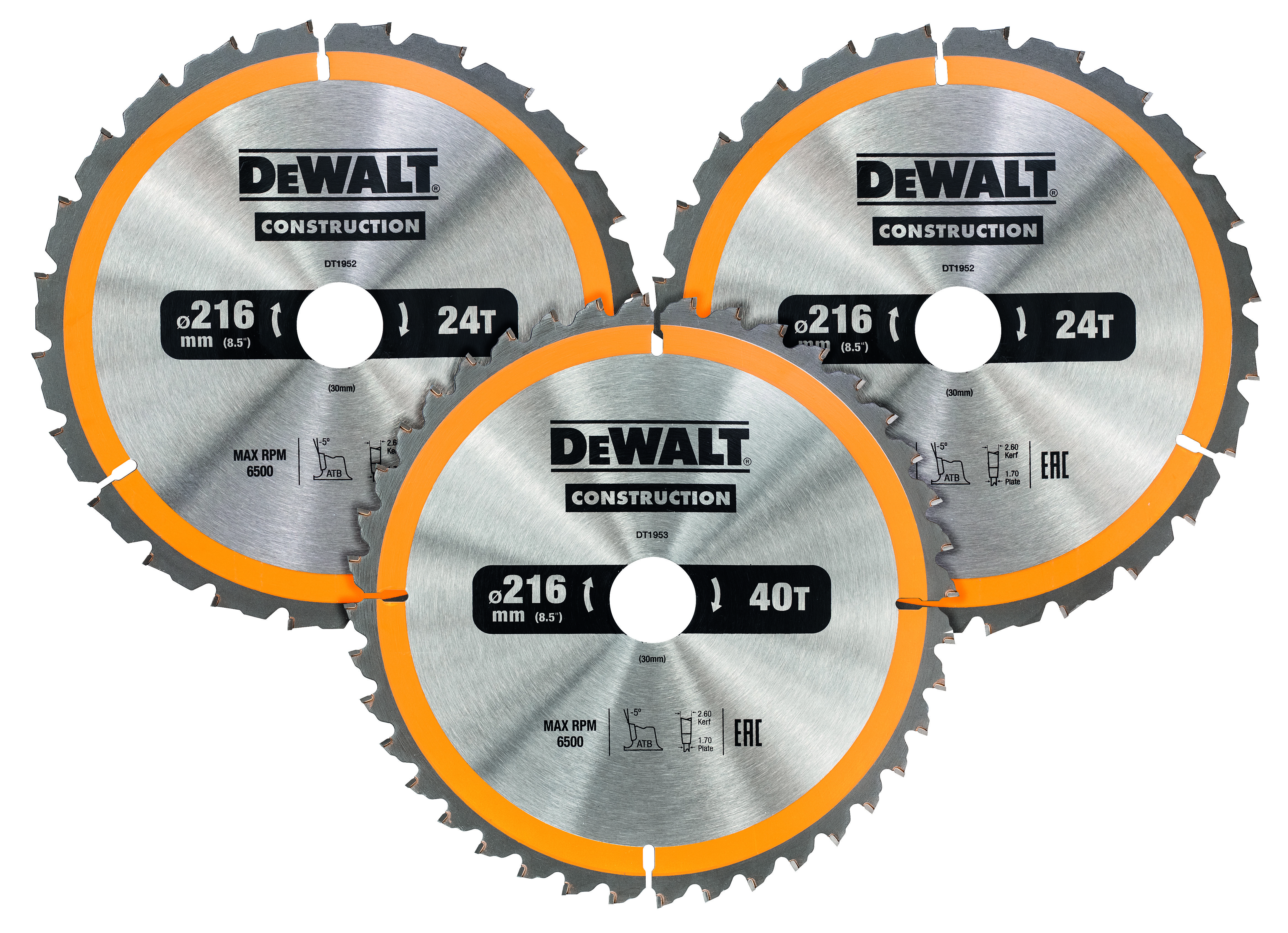 DEWALT DT1962-QZ Kreissägeblatt-Set 3-tlg. Stat