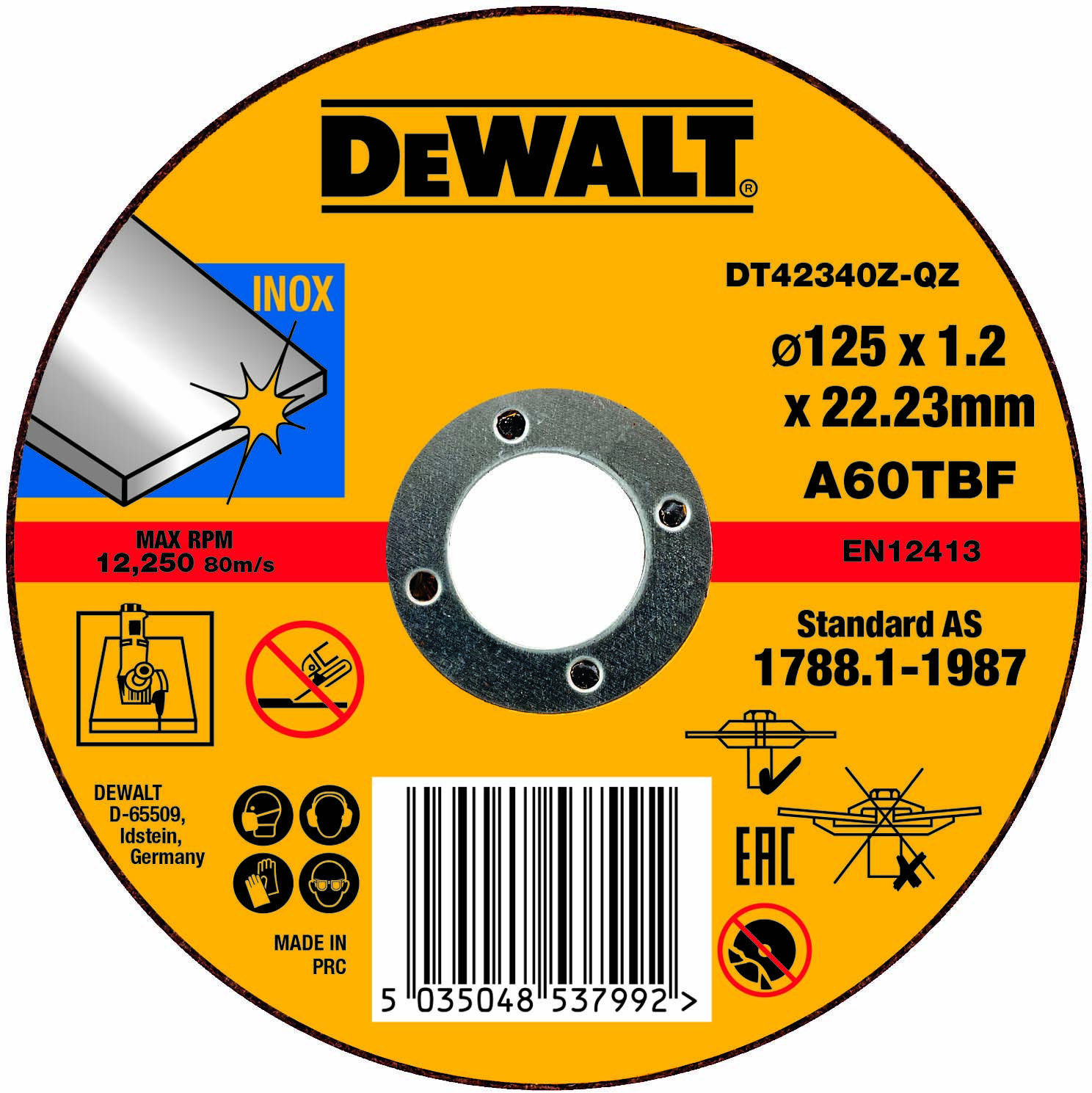 DEWALT DT42340Z-QZ Trennscheibe 125x1,2x22,23 mm Inox