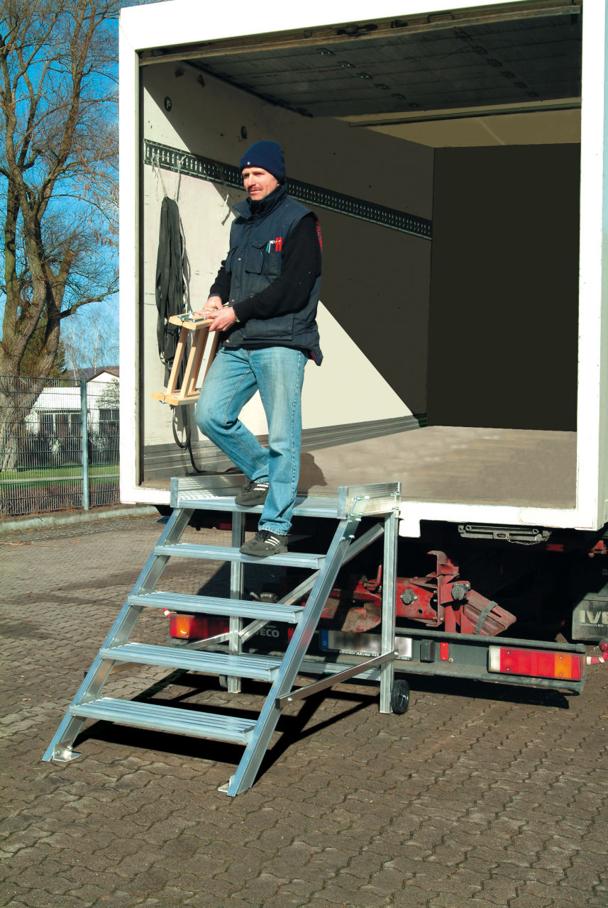 Krause STABILO PodestTreppe fahrbar aus Leichtmetall 1x2 Stufen Krause STABILO PodestTreppe fahrbar aus Leichtmetall 1x2 Stufen