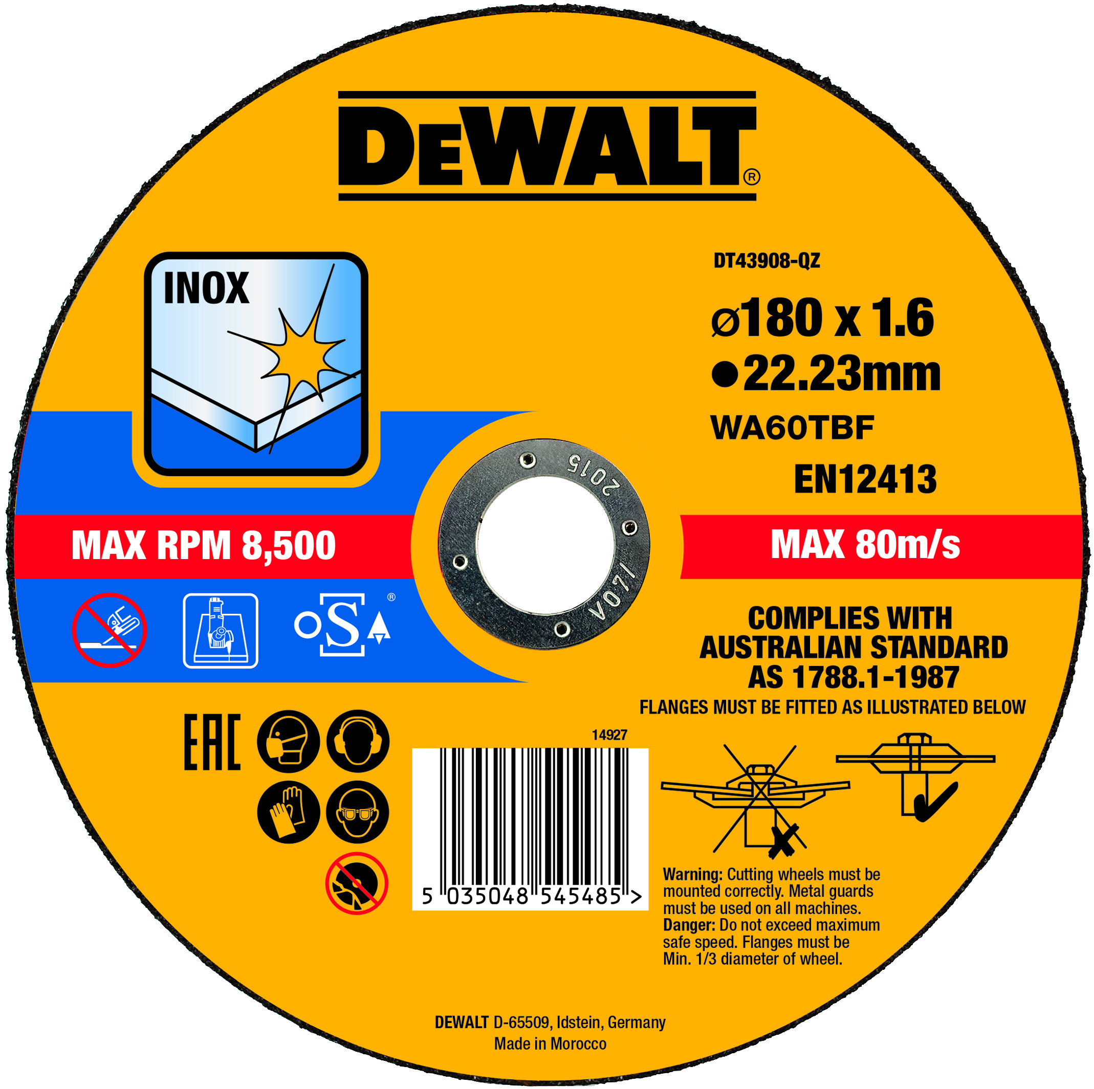 DEWALT DT43908-QZ Trennscheibe 180x1,6x22,23 mm Inox