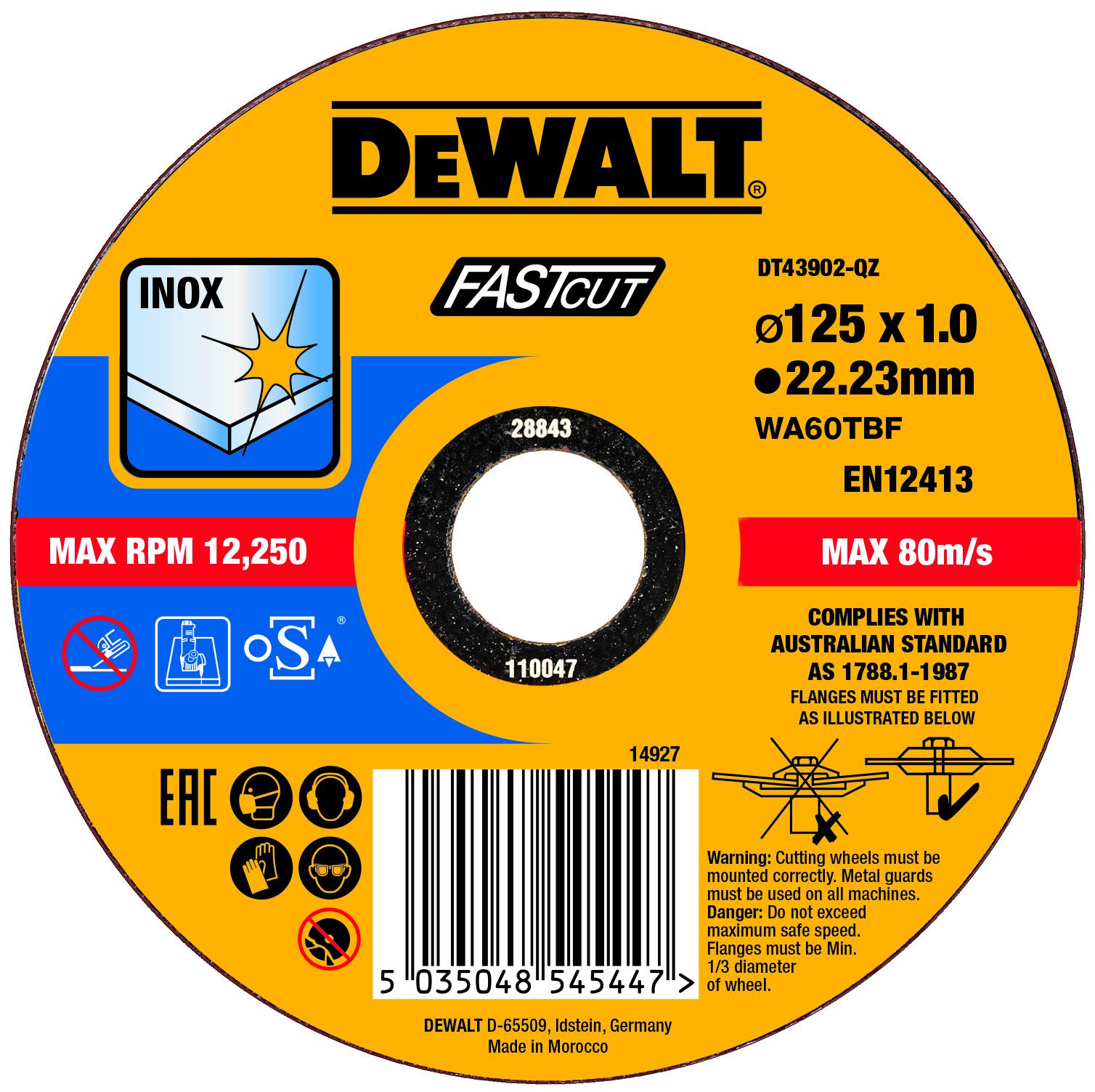 DEWALT DT43902-QZ Trennscheibe 125x1x22,23 mm Inox