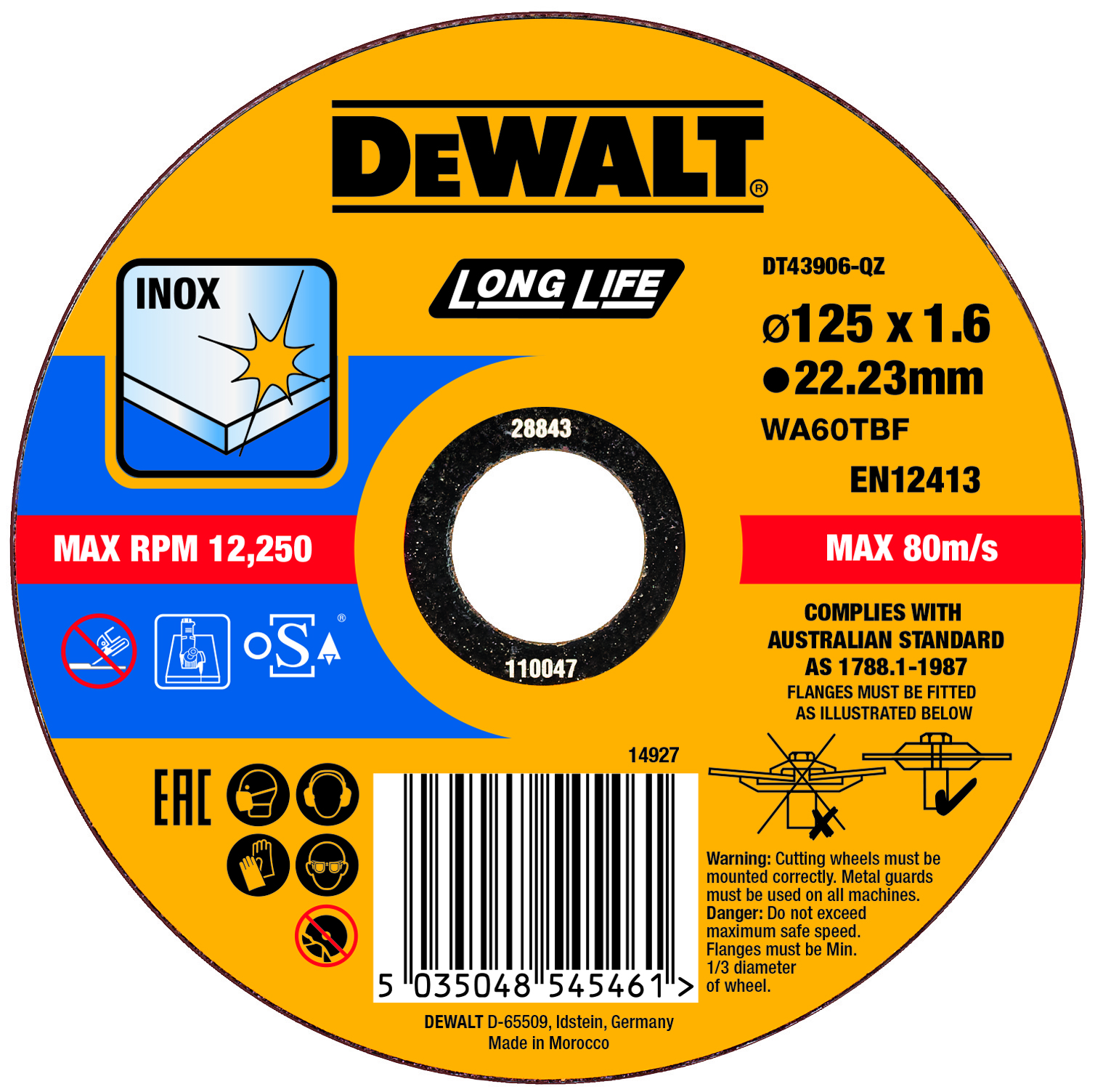 DEWALT DT43906-QZ Trennscheibe 125x1,6x22,23 mm Inox