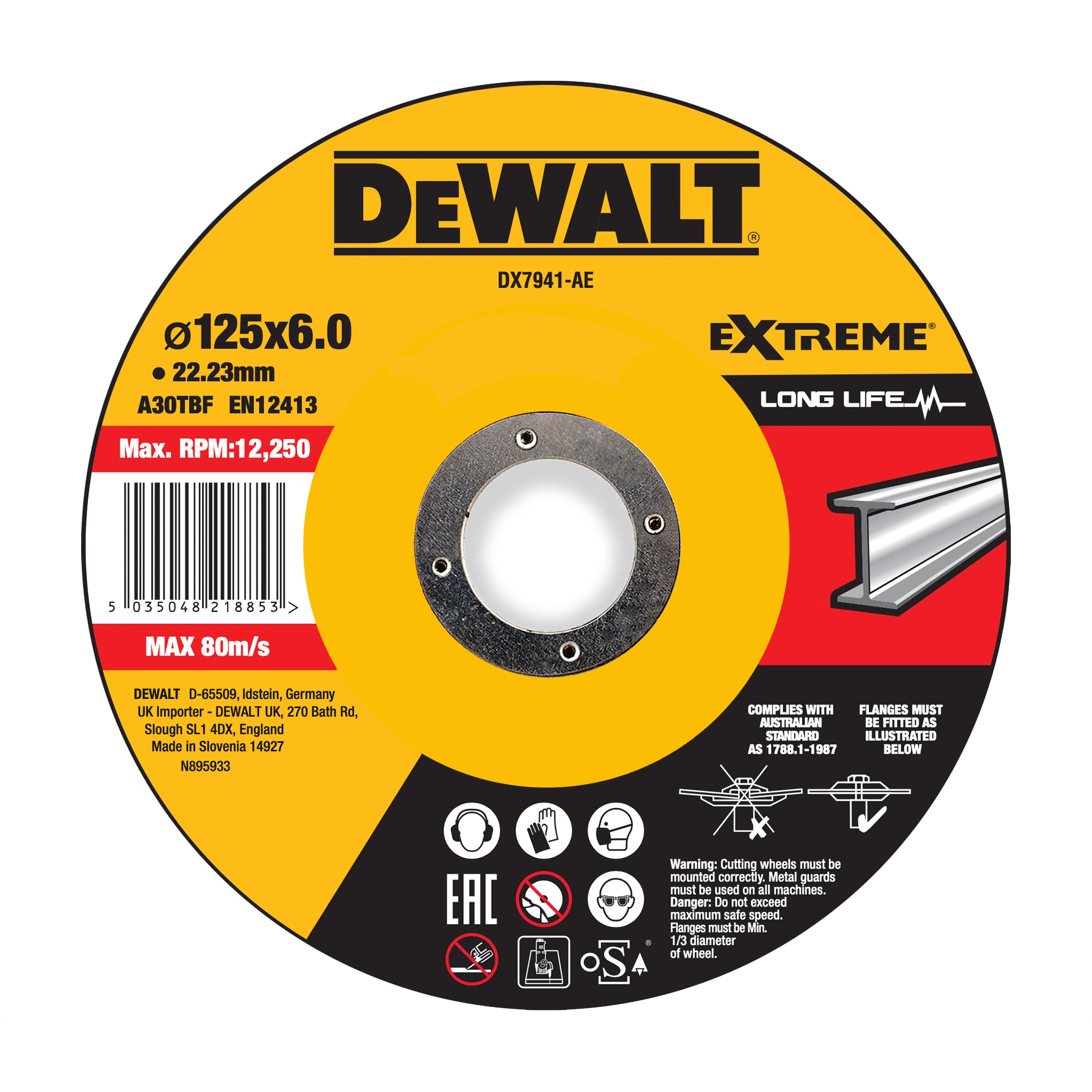 DEWALT DX7941-AE Schruppscheibe 125x6x22,23 mm Metall