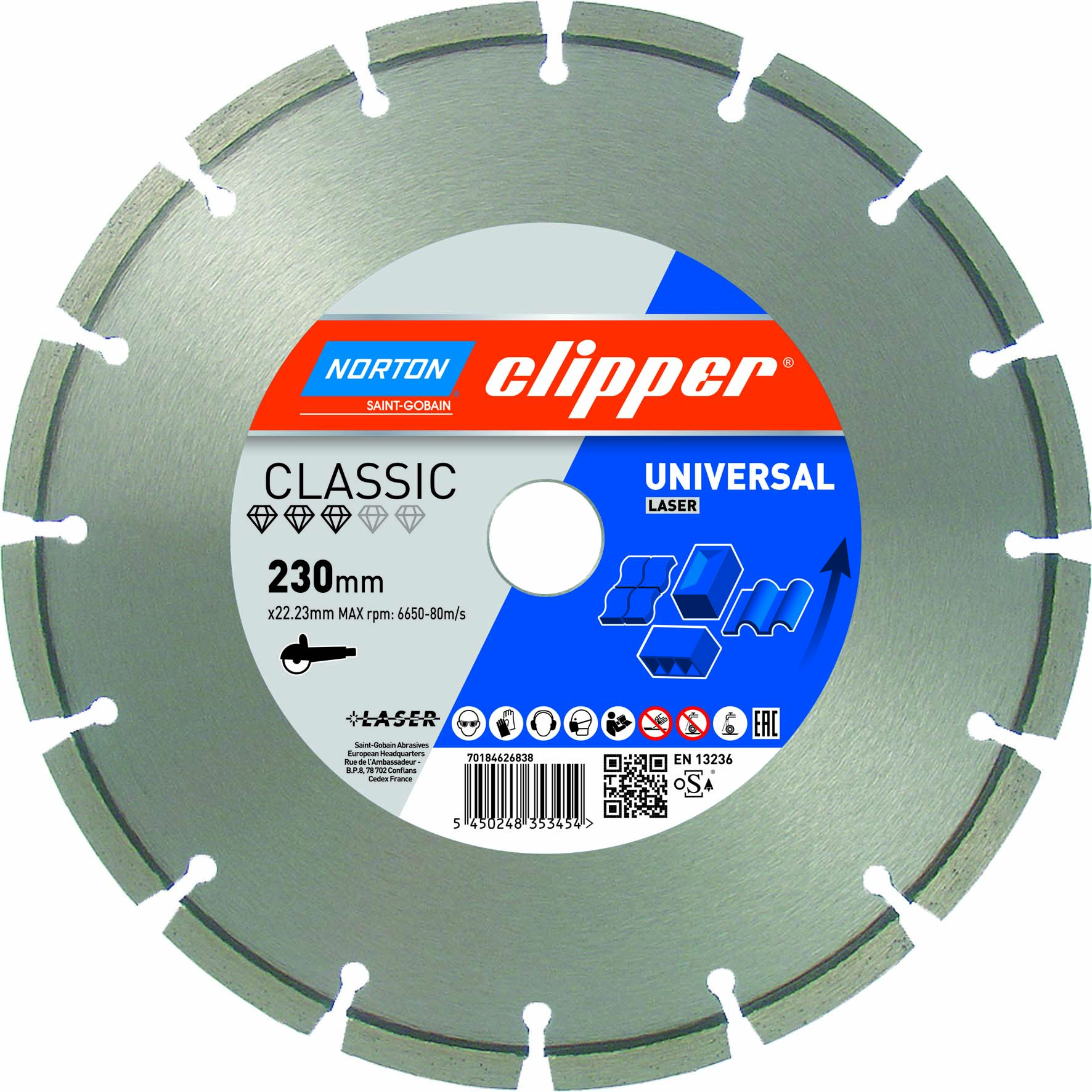Norton Clipper Diamanttrennscheibe Classic Universal Laser - 115  x  22,23 mm Norton Clipper Diamanttrennscheibe Classic Universal Laser - 115  x  22,23 mm